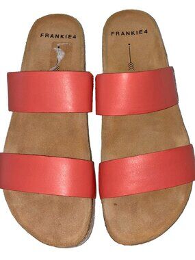 Frankie 4 Maria III Coral Pink Leather Slides - Size 9.5